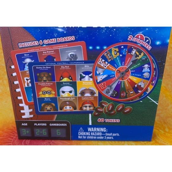 NFL Football Mascots BINGO Game Set Includes 6 Game Boards 60 Tokens 2-6 Players - Picture 2 of 10